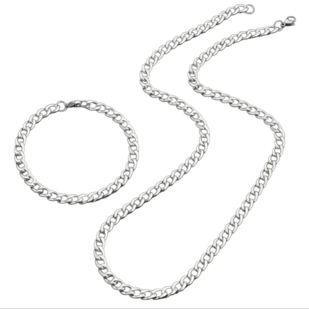 Stainless Steel 10mm Necklace Bracelet Set